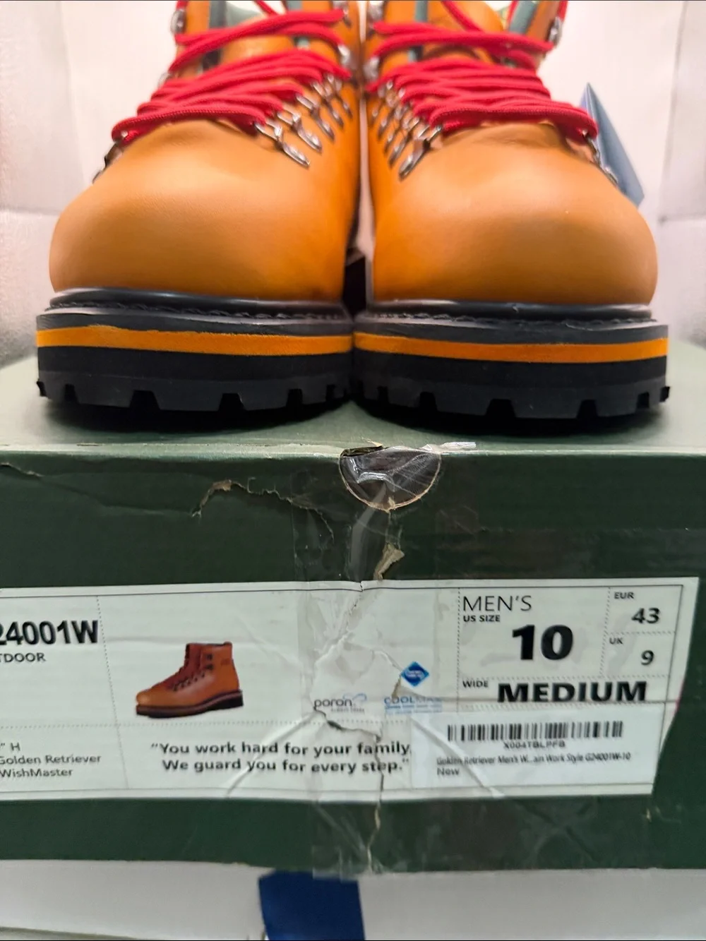 Men's Orange Leather Hiking Boots with Red Laces, waterproof